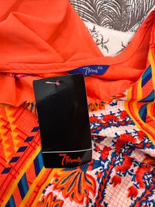 Vibrant Orange Embroidered Kurta