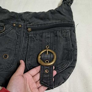 Y2k Vintage 2000s Grunge Buckle Grey Hobo Bag