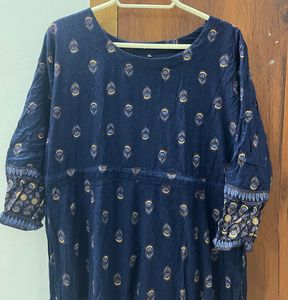 navy blue printed gown