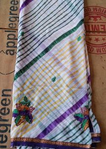 💜 Elegant Purple Border Leheriya Saree – Good Con