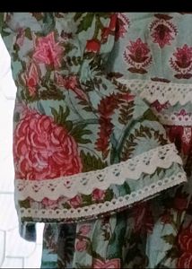 Light Blue Floral Print Kurta
