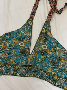 Boho Print Halter Neck Crop Top