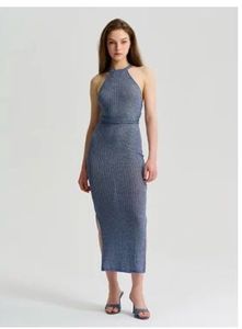 Ribbed Halter Neck Maxi Dress