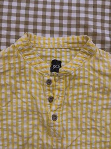 Yellow Checkered Long Sleeve Top