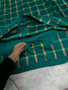 Elegant Green Plaid Ethnic Gown