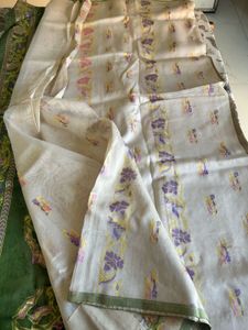 Green Floral Pattern korasilk saree