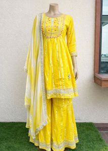 Elegant Yellow Kurta Sharara Set