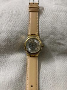 🆕Round Stone Studded with Leather Strap Watch