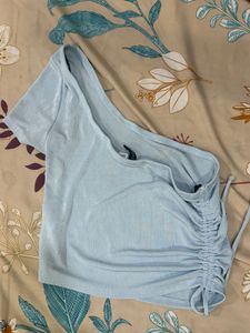 blue shimmer party top, size M