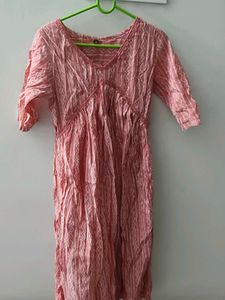 Peach Printed Kurta Dress
