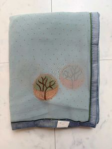Light Blue Saree with Tree Motif