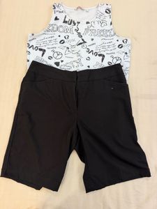 Graphic Tank Top &amp; Black Shorts Set