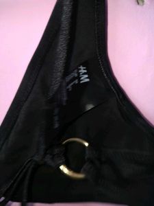 Chic Black Bikini Top with Gold Ring Detail
