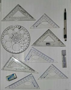 Geometry Instruments-7 Set Squares,Protractor