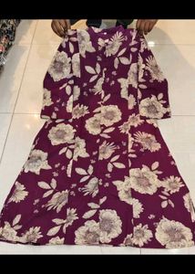 Flower Print A Line Kurti