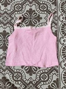 Cute Pink Lace Trim Camisole