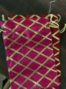 Velvet Gift Pouches - Blue &amp; Pink