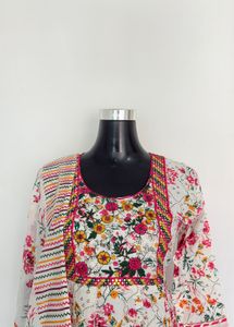 Floral Embroidered Kurta with sharara and dupatta