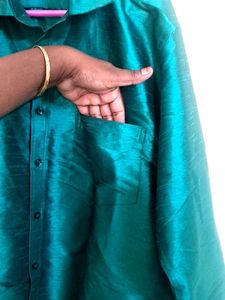 Men's Teal Silk Shirt
