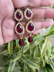Red Gemstone Drop Earrings