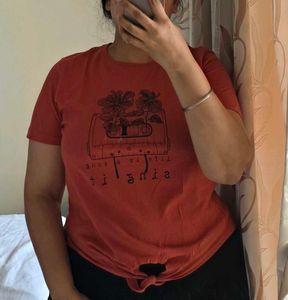 Chic Orange Tie-Back T-Shirt