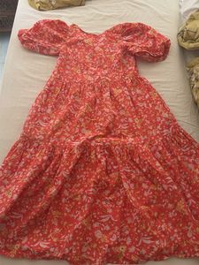 Floral Puff Sleeve Midi Dress