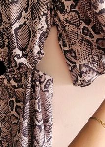 Snake Print Cut-Out Midi Dress