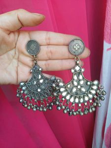 Handmade Mirror &amp; Ghungroo Dangler Earrings