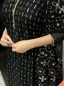 Elegant Black Sequined suit with Dupatta