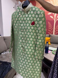 Green & Gold Brocade Sherwani