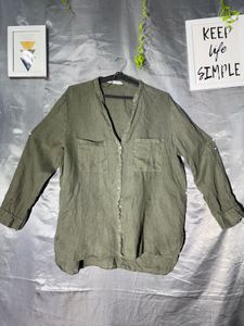 Zara Olive Green Collared Shirt