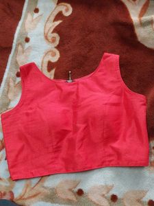Vibrant Red Sleeveless Blouse with back side zip