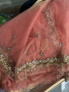 Sequins and hand stiched Net Saree with blouse pie