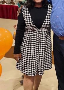 Houndstooth V-Neck Mini Dress &amp; Inner