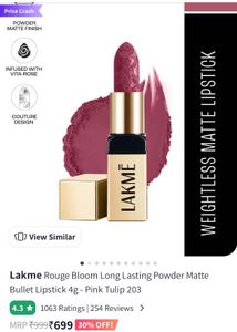 Lakme Pink Tulip Lipstick