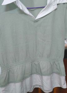Chic Mint Green &amp; White Layered Top