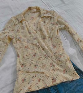 Floral Print Wrap Blouse