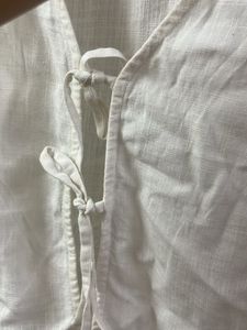 Women's White cotton Tie-Front Vest Top