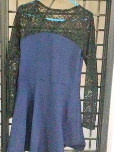 Navy &amp; Black Lace Dress