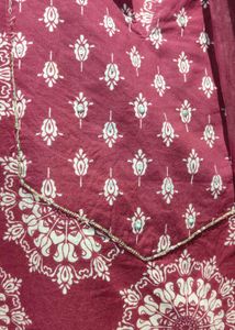 Maroon Printed Kurta Set