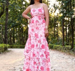 Pretty Pink Floral Maxi Dress