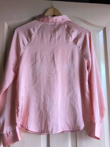 Elegant Pink Satin Button-Up Shirt