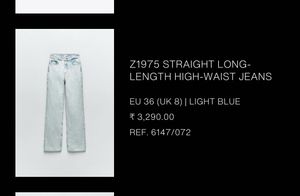 Zara Straight Fit Light Blue Jeans
