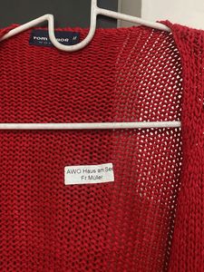 Vibrant Red Knit Cardigan