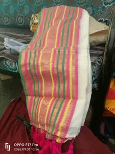 new pure cotton White saree Pink Tassels