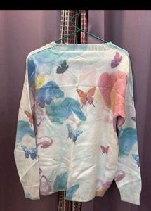 Pastel Butterfly Print Sweater