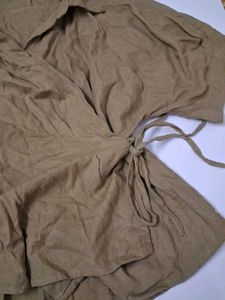 Chic Brown Wrap Top