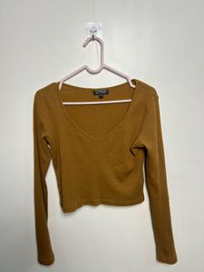 Ribbed Long Sleeve V-Neck Top