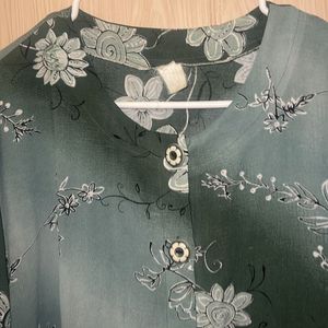 Green Floral Print Blouse