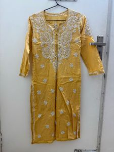 Light Yellow Handwork Chikankari Kurta